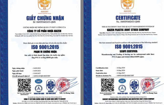 Chứng nhận ISO 9001:2015